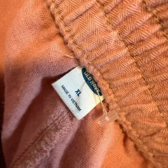 Old Navy Pants Womens XL Pink Salmon Tapered Bohemian Cropped‎ Boho Oversized - Picture 10 of 11